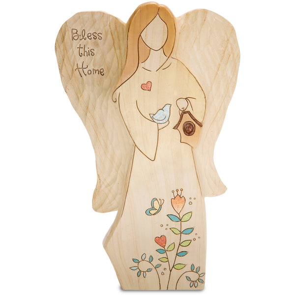 pavilion gift company Bless this Home 9" Angel with Birdhouse