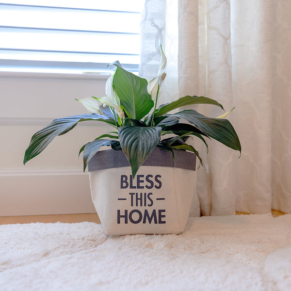 Pavilion Gift Company Bless This Home Canvas Planter Cover (Holds 6" Pot)