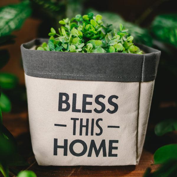 Pavilion Gift Company Bless This Home Canvas Planter Cover (Holds 6" Pot)
