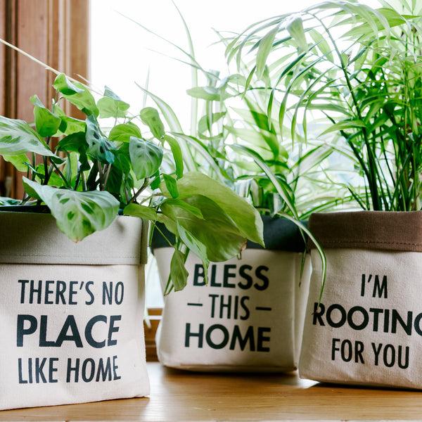 Pavilion Gift Company Bless This Home Canvas Planter Cover (Holds 6" Pot)