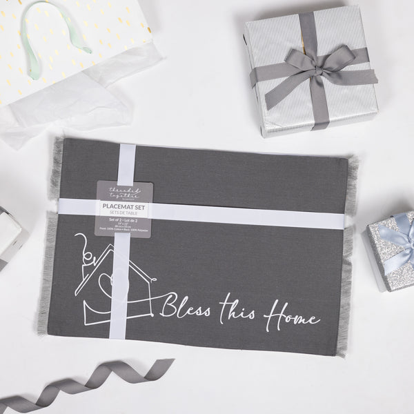 Pavilion Gift Company Bless This Home Cotton Placemats (Set Of 2)