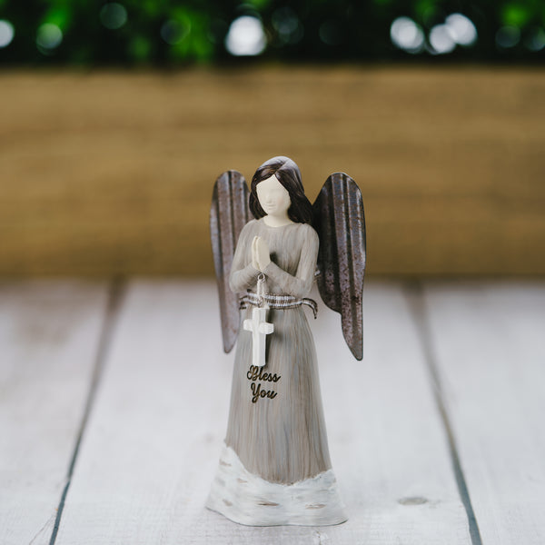 Pavilion Gift Company Bless You 4.5" Angel Holding Cross Ornament
