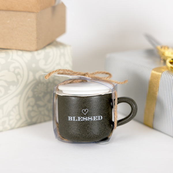 Pavilion Gift Company Blessed 2 Oz Mini Mug 100% Soy Wax Candle Scent: Tranquility