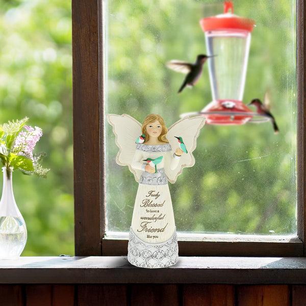 Pavilion Gift Company Blessed 5.5" Angel Figurine With Hummingbirds