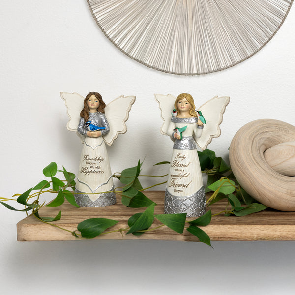 Pavilion Gift Company Blessed 5.5" Angel Figurine With Hummingbirds
