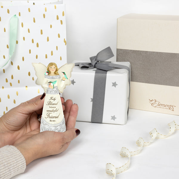 Pavilion Gift Company Blessed 5.5" Angel Figurine With Hummingbirds