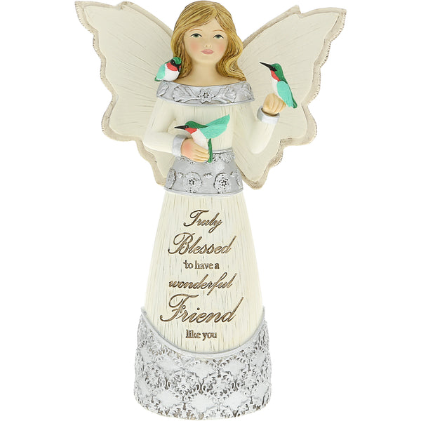 pavilion gift company Blessed 5.5" Angel Figurine with Hummingbirds
