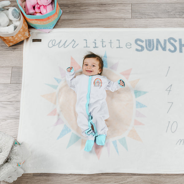 Pavilion Gift Company Blessed Baby 0-6 Months Teal Trimmed Sleeper