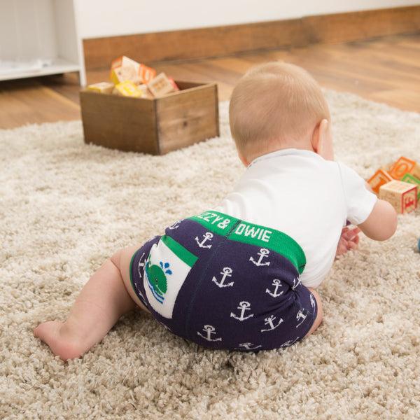 Pavilion Gift Company Blue And Green Whale 12-24 Months Baby Shorts