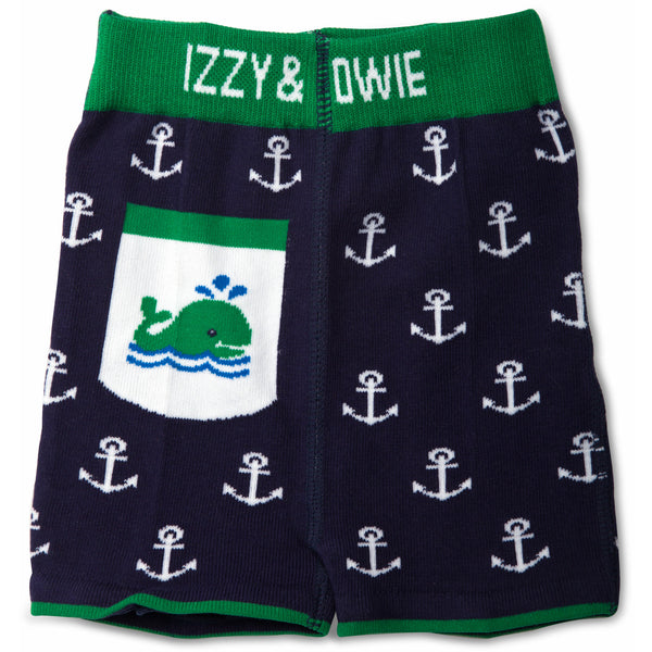 pavilion gift company Blue and Green Whale 12-24 Months Baby Shorts