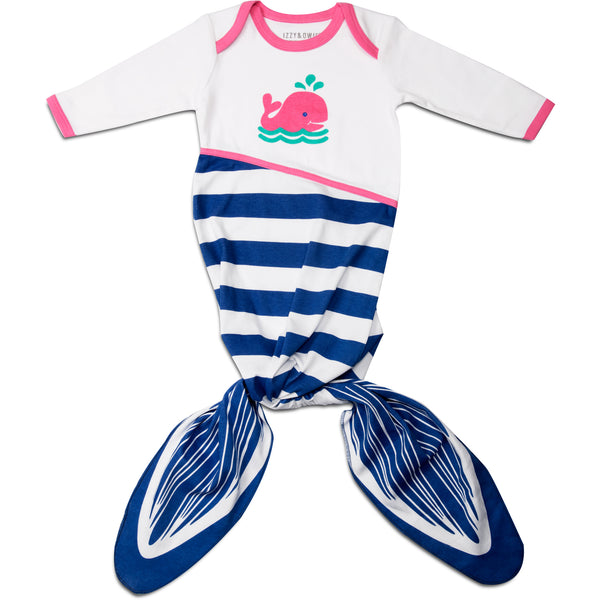 pavilion gift company Blue and Pink Whale 0-9 Months Knotted Onesie