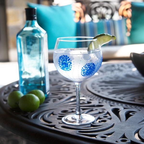 Pavilion Gift Company Blue Circles 24 Oz Hand Decorated Glass