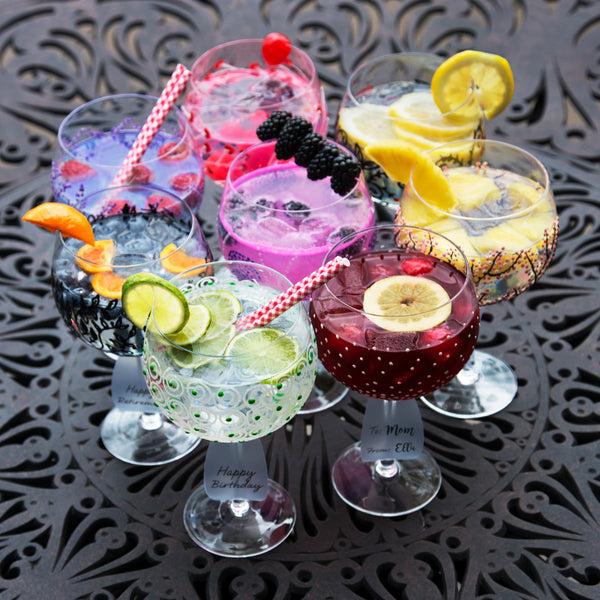 Pavilion Gift Company Blue Circles 24 Oz Hand Decorated Glass