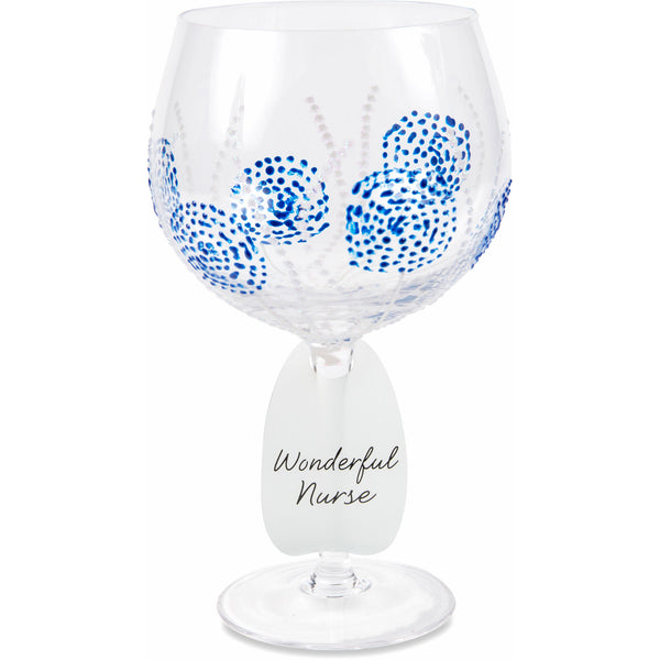 pavilion gift company Blue Circles 24 oz Hand Decorated Glass