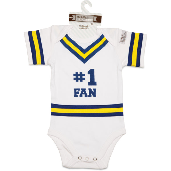 Pavilion Gift Company Blue & Gold 0-6 Months Infant Onesie
