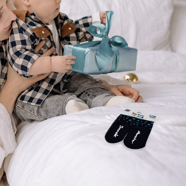 Pavilion Gift Company Blue Snack Monster 0-12 Month Non-slip Baby Socks