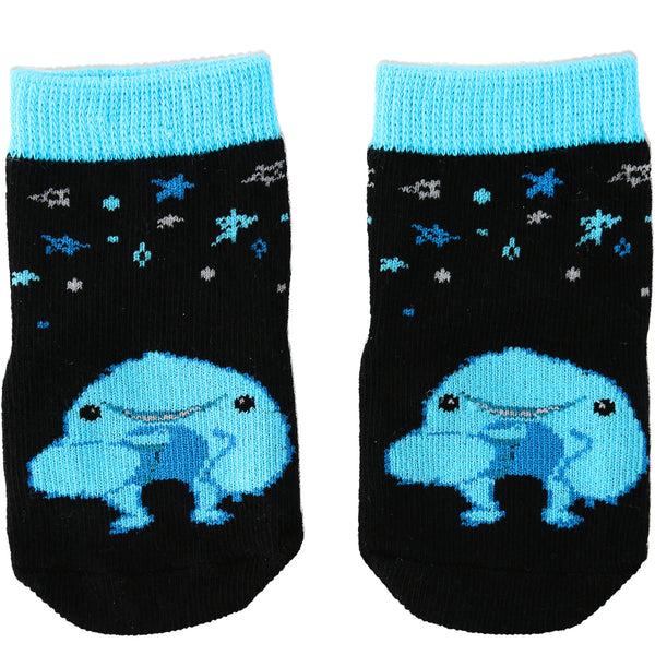 pavilion gift company Blue Snack Monster 0-12 Month Non-slip Baby Socks