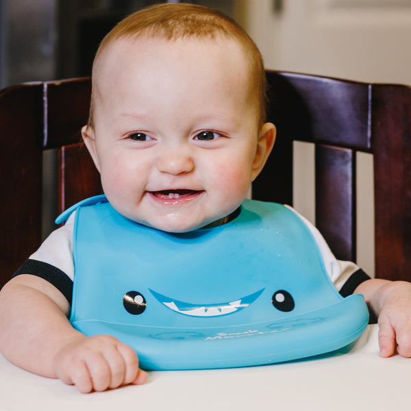 Pavilion Gift Company Blue Snack Monster 12" Silicone Catch All Bib