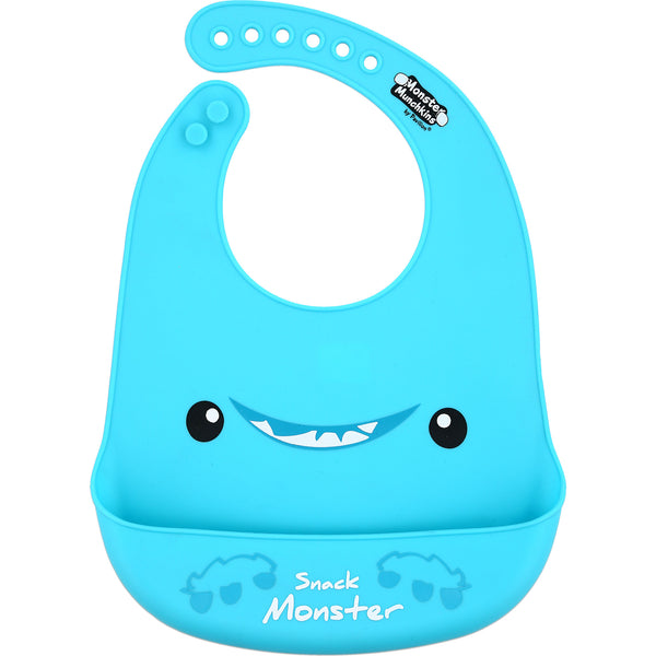 pavilion gift company Blue Snack Monster 12" Silicone Catch All Bib