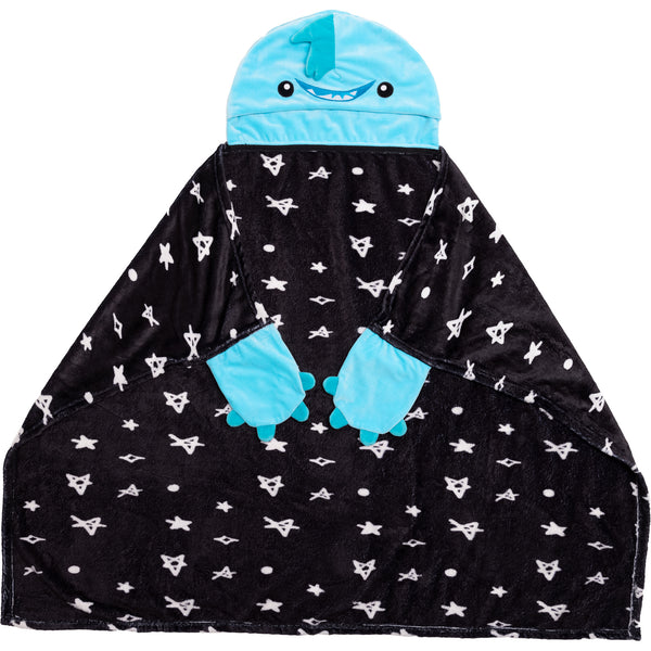 pavilion gift company Blue Snack Monster 30" x 40" Coral Fleece Hooded Blanket