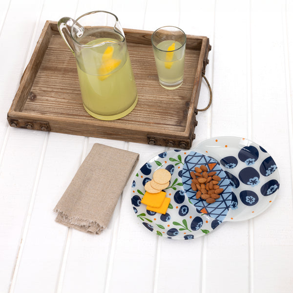 Pavilion Gift Company Blueberries 13.75" X 9" Three-Section Platter