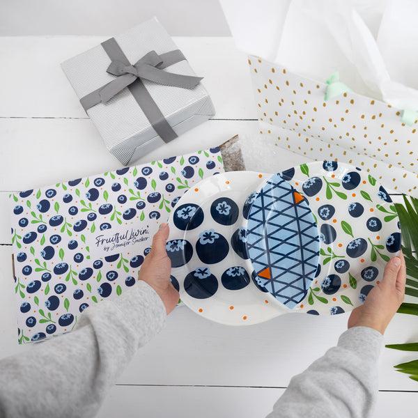 Pavilion Gift Company Blueberries 13.75" X 9" Three-Section Platter