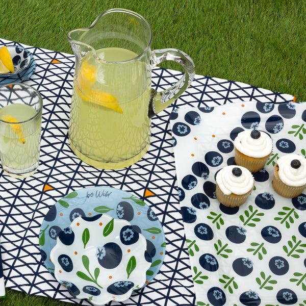 Pavilion Gift Company Blueberries 16.75" X 11" Glass Serving Tray