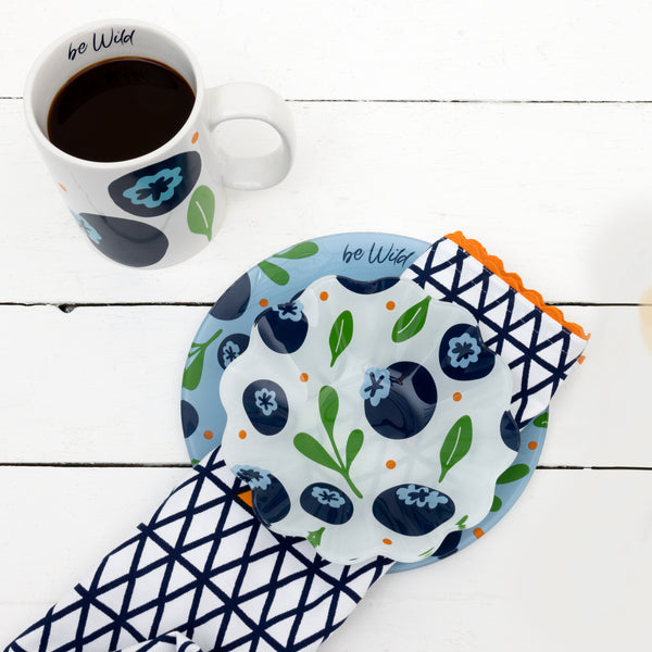 Pavilion Gift Company Blueberries 8" Glass Appetizer Plate