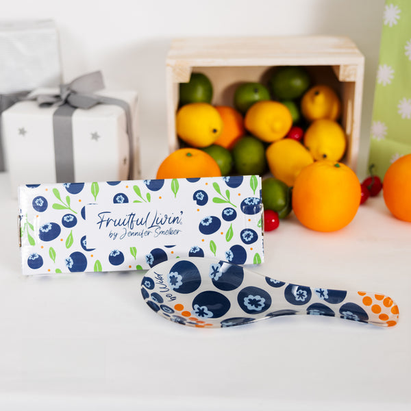 Pavilion Gift Company Blueberries 9.25" Glass Spoon Rest