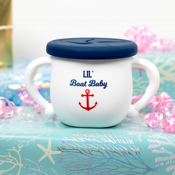 Pavilion Gift Company Boat Baby 3.5" Silicone Snack Bowl With Lid