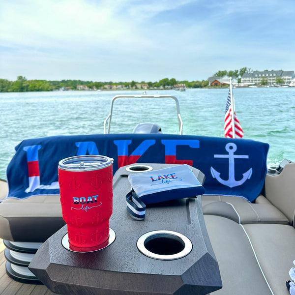 Pavilion Gift Company Boat Life 30 Oz Travel Tumbler With 3D Silicone Wrap