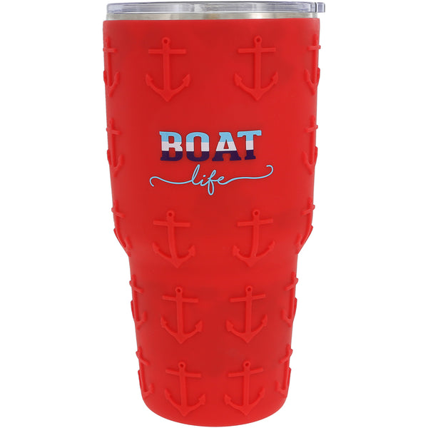 pavilion gift company Boat Life 30 oz Travel Tumbler with 3D Silicone Wrap