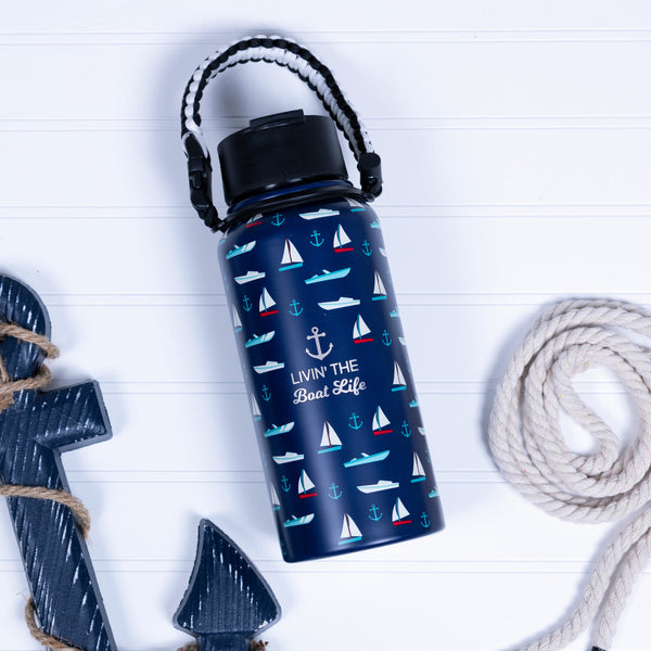 Pavilion Gift Company Boat Life 32 Oz Stainless Steel Water Bottle With Paracord Survival Handle