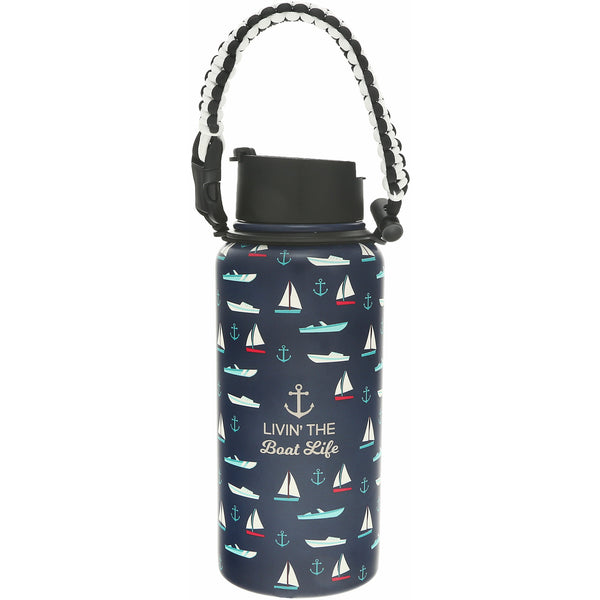 pavilion gift company Boat Life 32 oz Stainless Steel Water Bottle with Paracord Survival Handle
