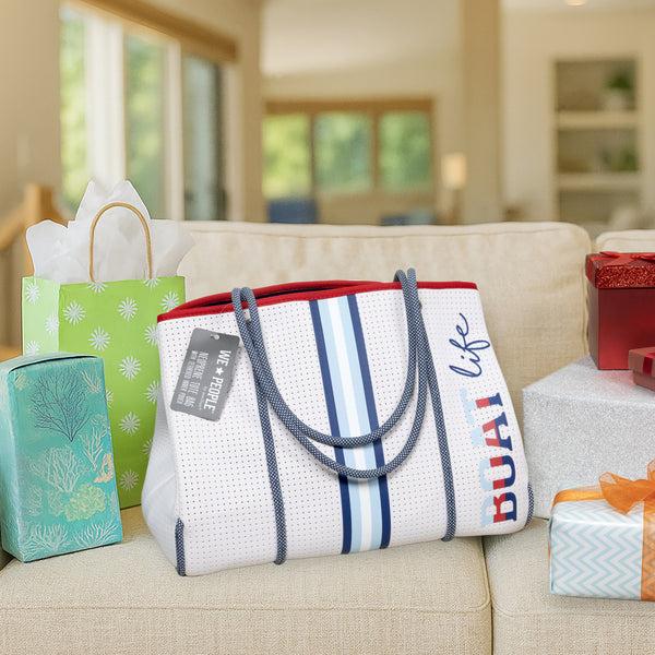 Pavilion Gift Company Boat Life Neoprene Tote Bag With Tethered Inner Pouch