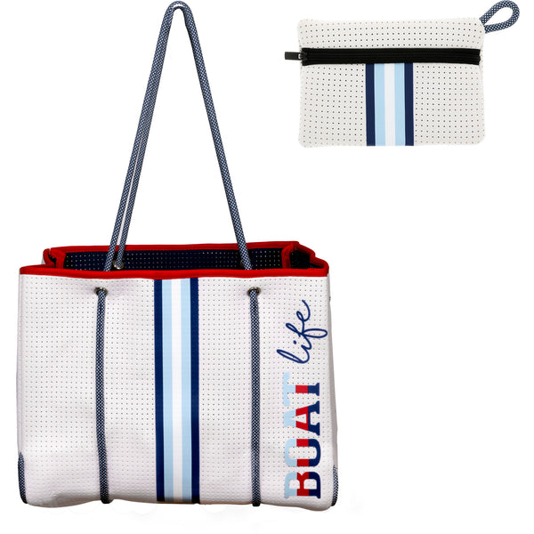 pavilion gift company Boat Life Neoprene Tote Bag with Tethered Inner Pouch