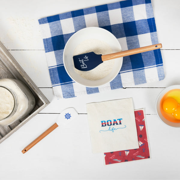 Pavilion Gift Company Boat Life Spatula And Reusable Dish Cloth Set (2 Of Each)