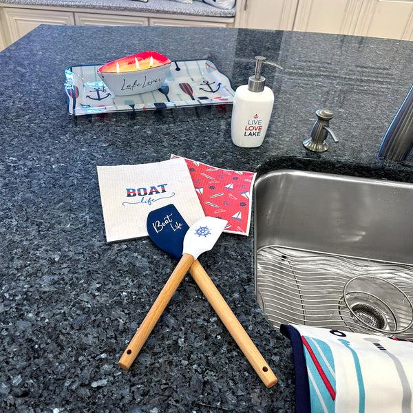 Pavilion Gift Company Boat Life Spatula And Reusable Dish Cloth Set (2 Of Each)