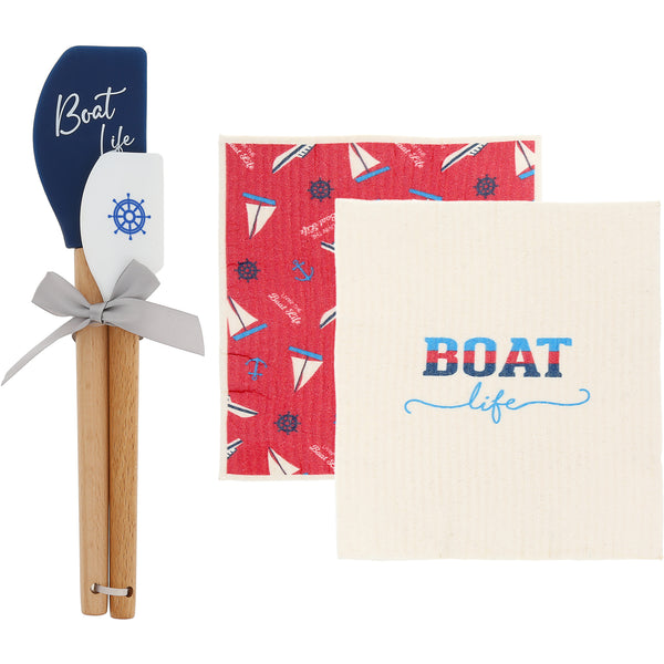 pavilion gift company Boat Life Spatula and Reusable Dish Cloth Set (2 of Each)