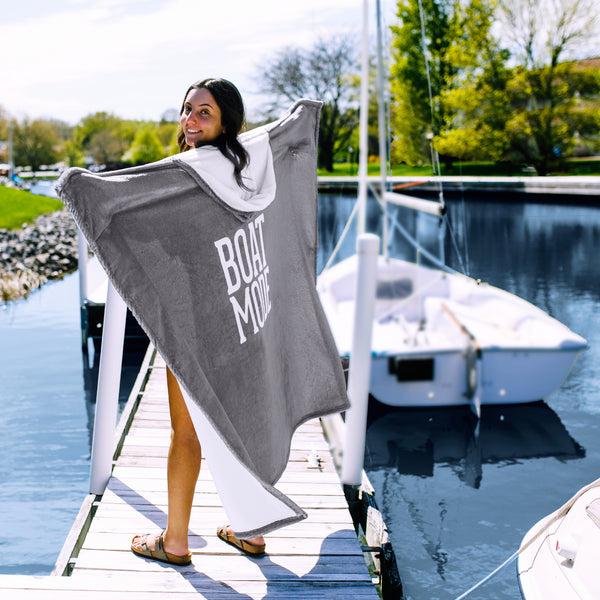 Pavilion Gift Company Boat Mode 50" X 60" Royal Plush Hooded Blanket