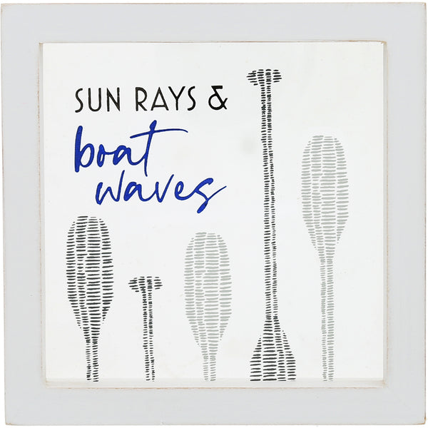 pavilion gift company Boat Waves 5" x 5" Framed Glass Plaque