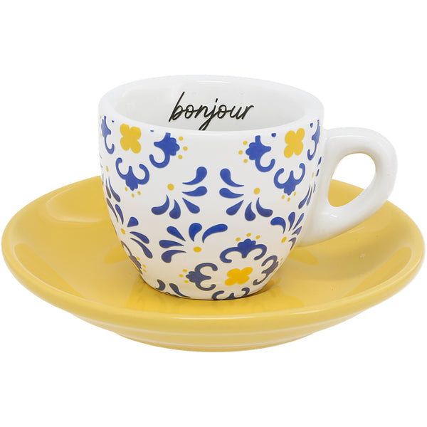 pavilion gift company Bonjour 2.5 oz Espresso Cup and Saucer