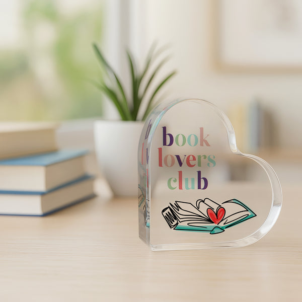 Pavilion Gift Company Book Lover 3.5" Acrylic Heart Plaque