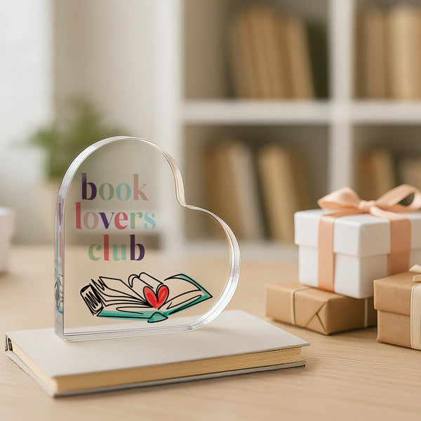 Pavilion Gift Company Book Lover 3.5" Acrylic Heart Plaque