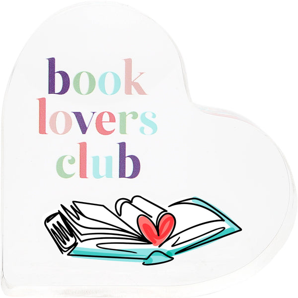 pavilion gift company Book Lover 3.5" Acrylic Heart Plaque