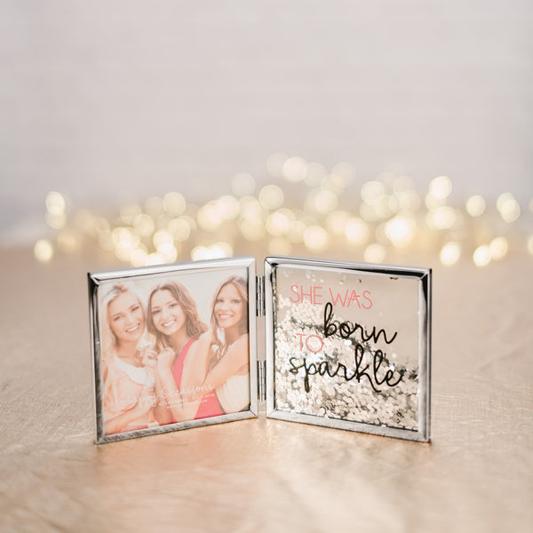 Pavilion Gift Company Born To Sparkle 4.75" Hinged Sentiment Frame