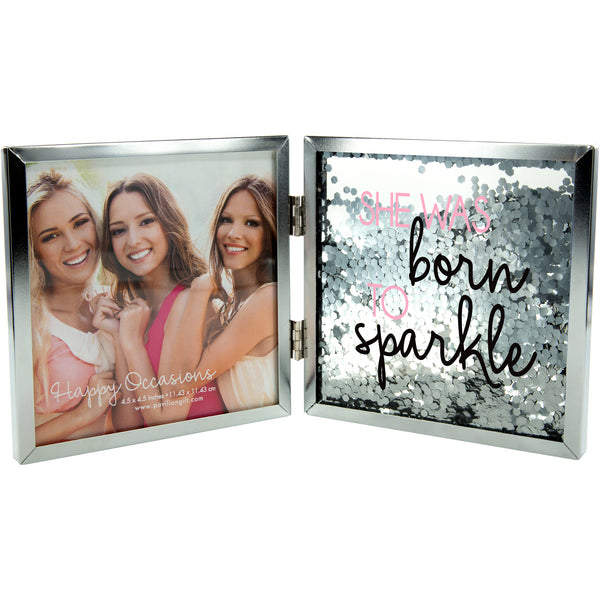 pavilion gift company Born to Sparkle 4.75" Hinged Sentiment Frame