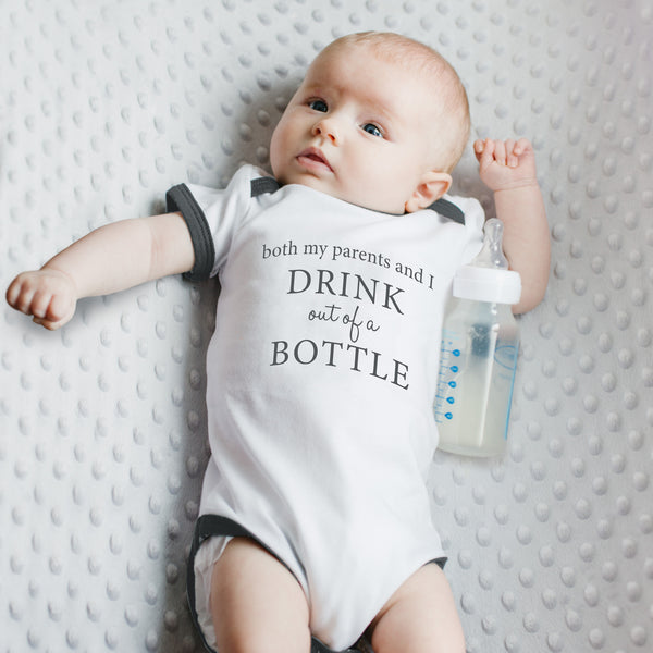 Pavilion Gift Company Bottle 12-24 Months Gray Trimmed Bodysuit