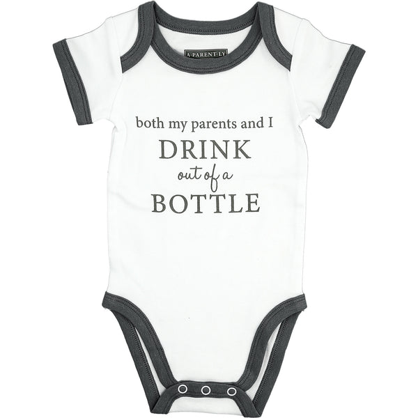 pavilion gift company Bottle 12-24 Months Gray Trimmed Bodysuit