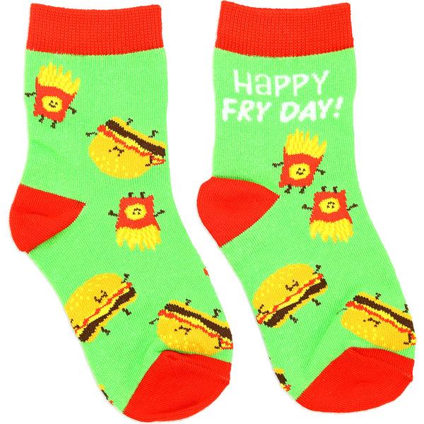 Pavilion Gift Company Burger And Fries S/M Youth Cotton Blend Crew Socks